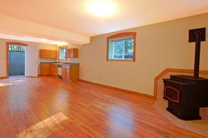 Large open floor plan basement in a nice home.